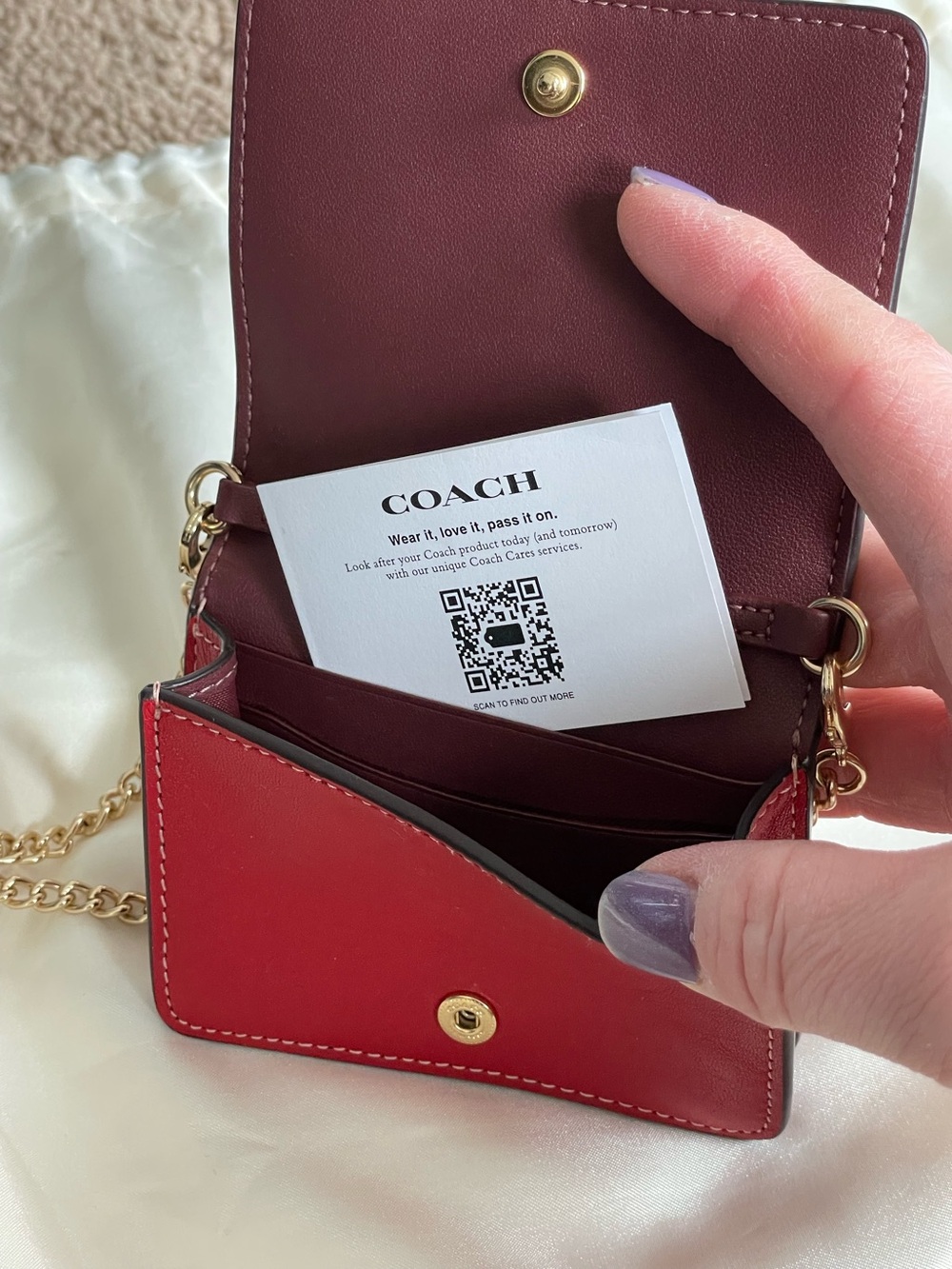 Coach Strawberry Mini Crossbody Wallet Bag Signature Red Strawberry EUC - Picture 12 of 16